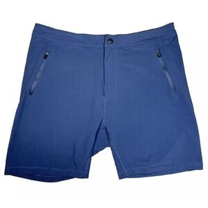 Mack Weldon Mens XL 4 Way Active Shorts Navy Blue Nylon Stretch 7” Ins Golf EUC